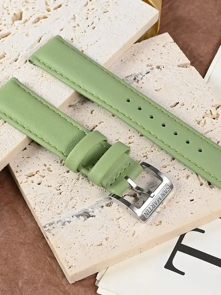 San Martin 20mm Pillowy Soft Swift Leather Strap For Mechanical Watches Band With 316L Pin Buckle Quick Release BD0011