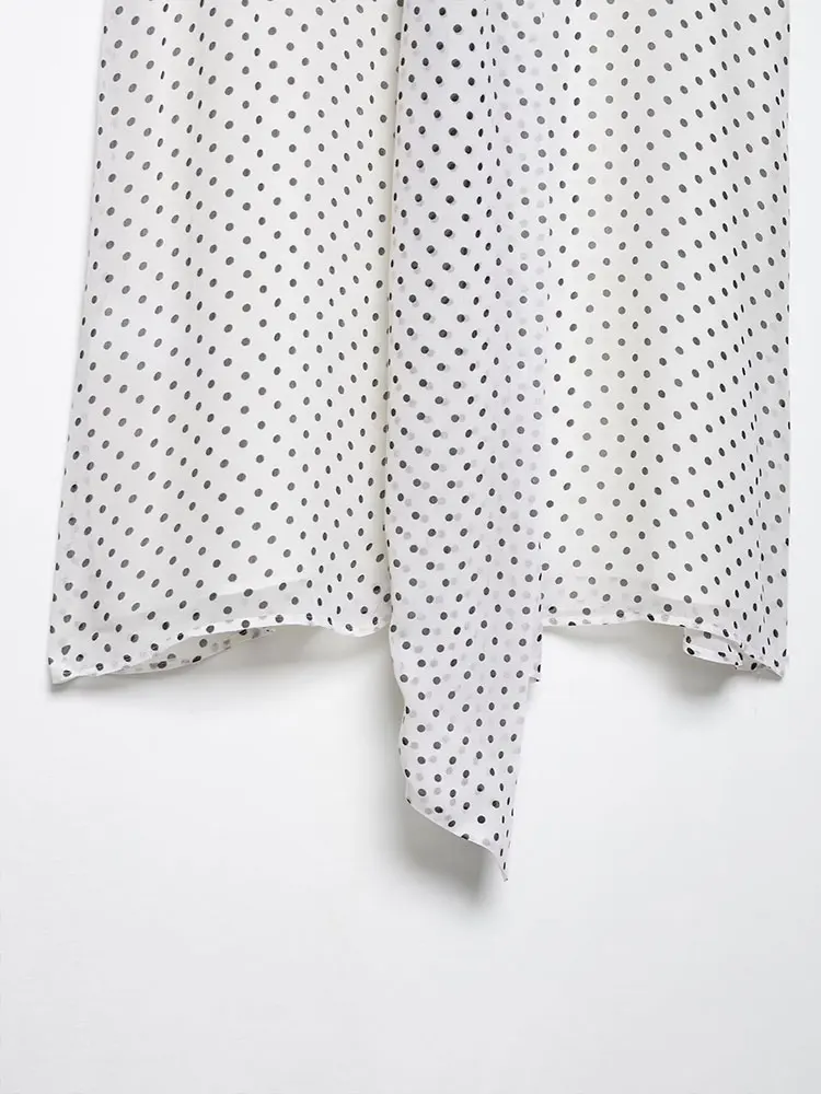 Top da donna casual chic gilet senza maniche con fiocco a pois nuova moda 2025 top larghi per le vacanze estive