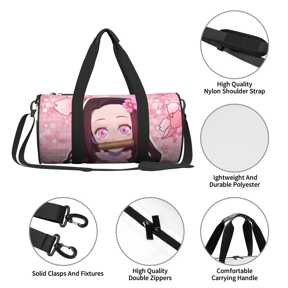 Demons Slayers Anime Gym Bag Nezukos Waterproof Sports Bags with Shoes Travel Training Handbag Colorful Fitness Bag For Male