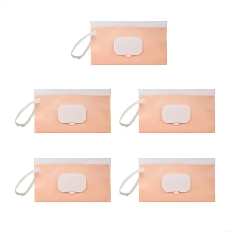 A5YC 5PCS Portable Baby Wipes Dispenser Bag Leakproof Design Travel Friendly Dustproof for Parents