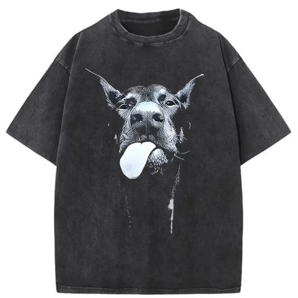 

MotorcycleVintage washed cotton loose T-shirt hip-hop street style short-sleeved men's and women's summer commuter tops