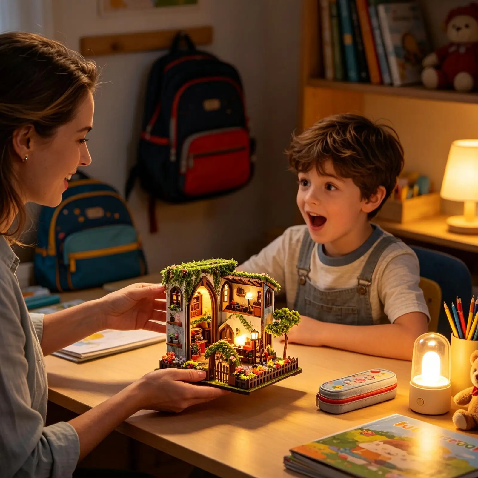 DIY Miniature House Warm Light Realistic Creative Fun Wooden Building Model Room House Puzzle For Bedroom Office Lounge Studio