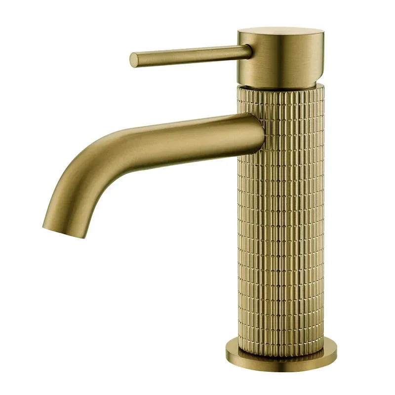 Geborsteld Rose Gold Badkamer Kraan Geborsteld Goud Wastafel Kraan Kunst Gesneden Wastafel Kraan Warm & Koud Grijs Toilet Kraan Kraan Waterkraan