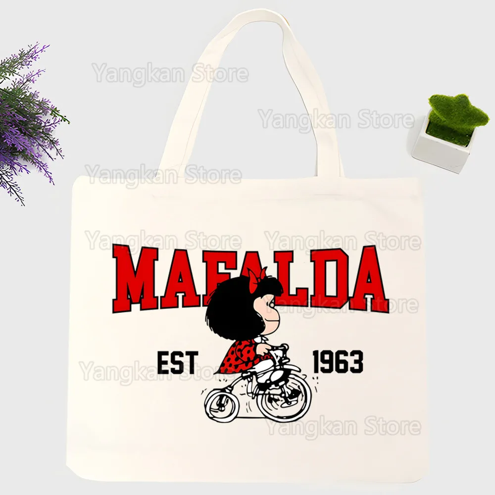 

Mafalda Canvas Simple Cartoon Print Shopping Bags Girls Fashion Life Casual Pacakge Hand Bag