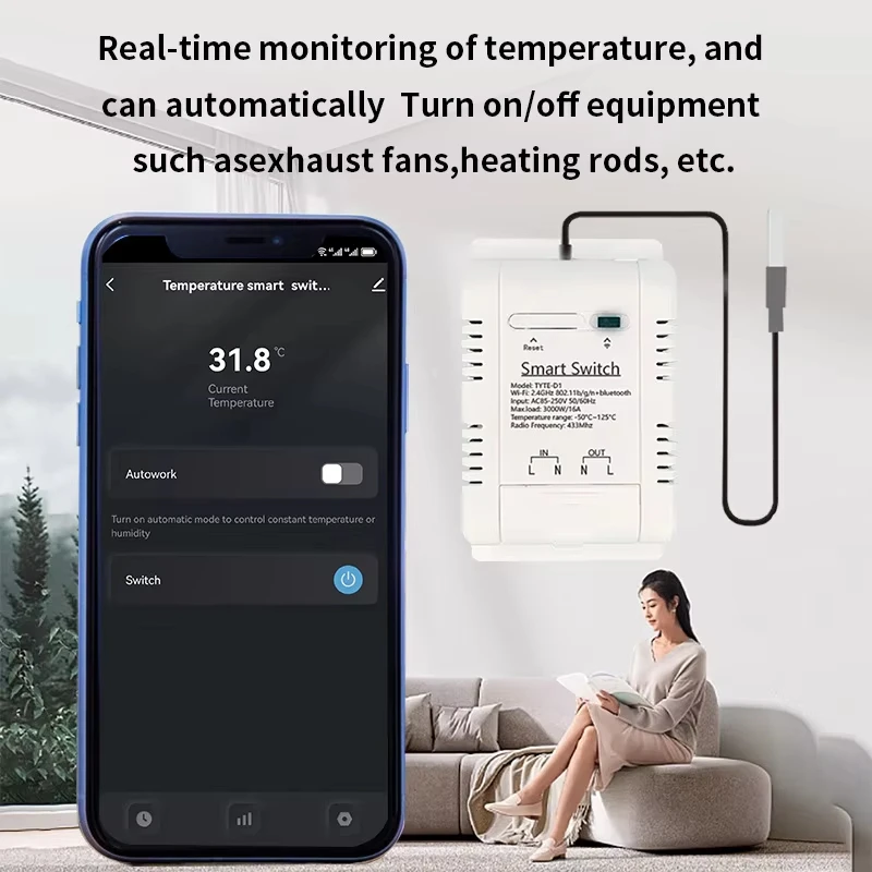 

WiFi Smart Temperature Switch 16A 3000W Tuya Thermostat Energy Monitoring Voice Control Alexa Google Home