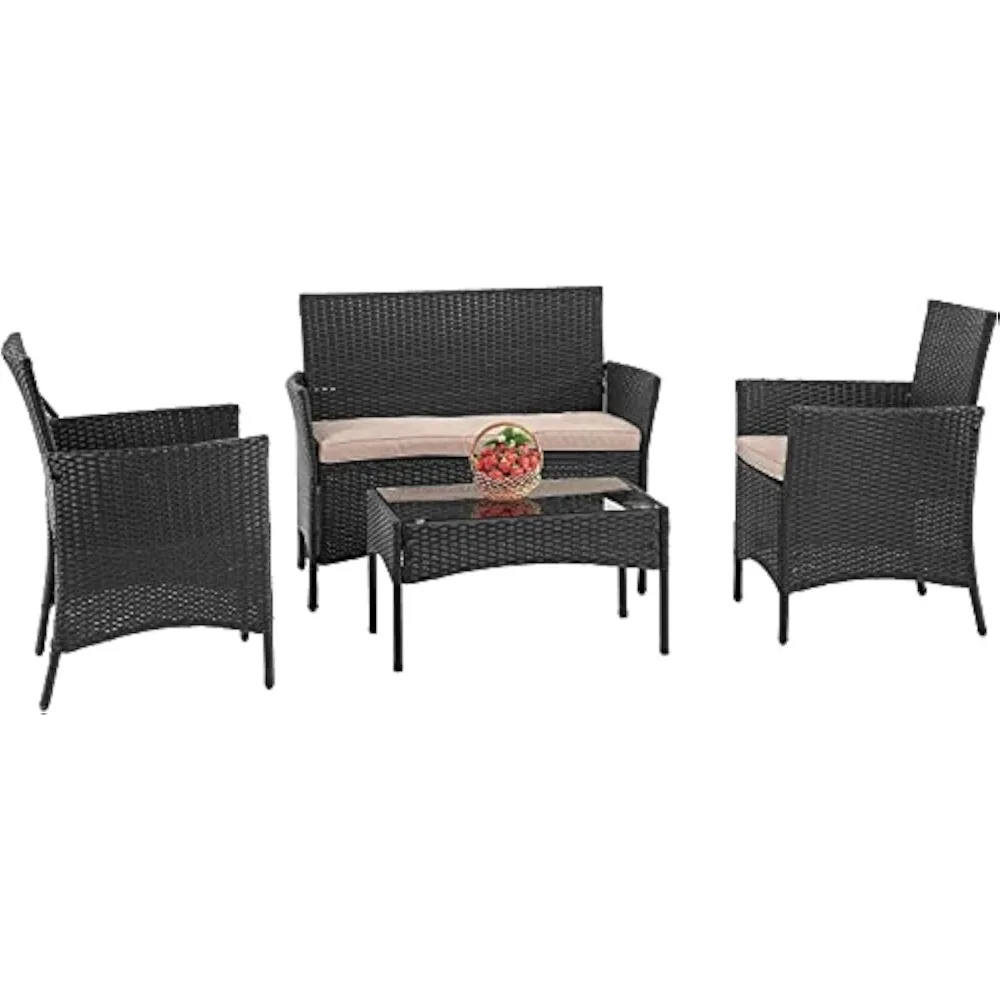 

Outdoor Indoor Use Rattan Chairs Wicker Conversation Sets for Backyard Lawn Porch Garden Balcony,Wicker Conversation Sets