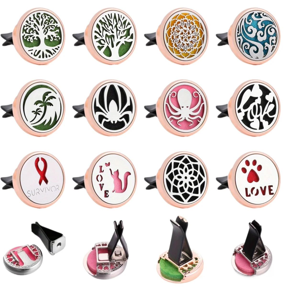 1pc Refillable Car Air Freshener Perfume Diffuser Clip, Auto Air Vent Car Interior  Car Aromatherapy Diffuser With 10pcs Pads