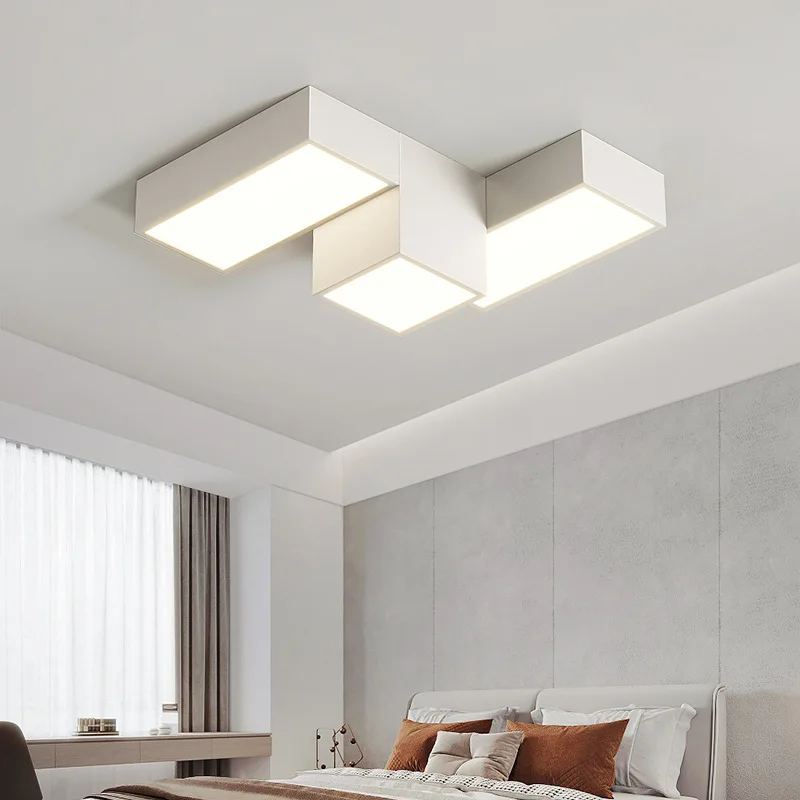 Imagem -04 - Moderno Minimalista Quadrado Led Lâmpada do Teto Geometria Criativa Sala de Estar Luz Home Decor Iluminação Dimmable Quarto Fixture