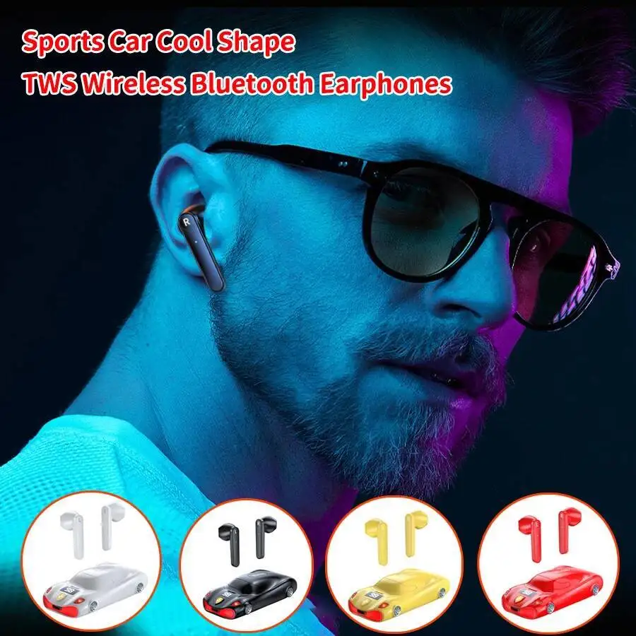 

Cool Sports Car Shape Earphones Digital Display Low Latency Long Battery Life Noise Reduction TWS Bluetooth Earbuds For Boy Gift