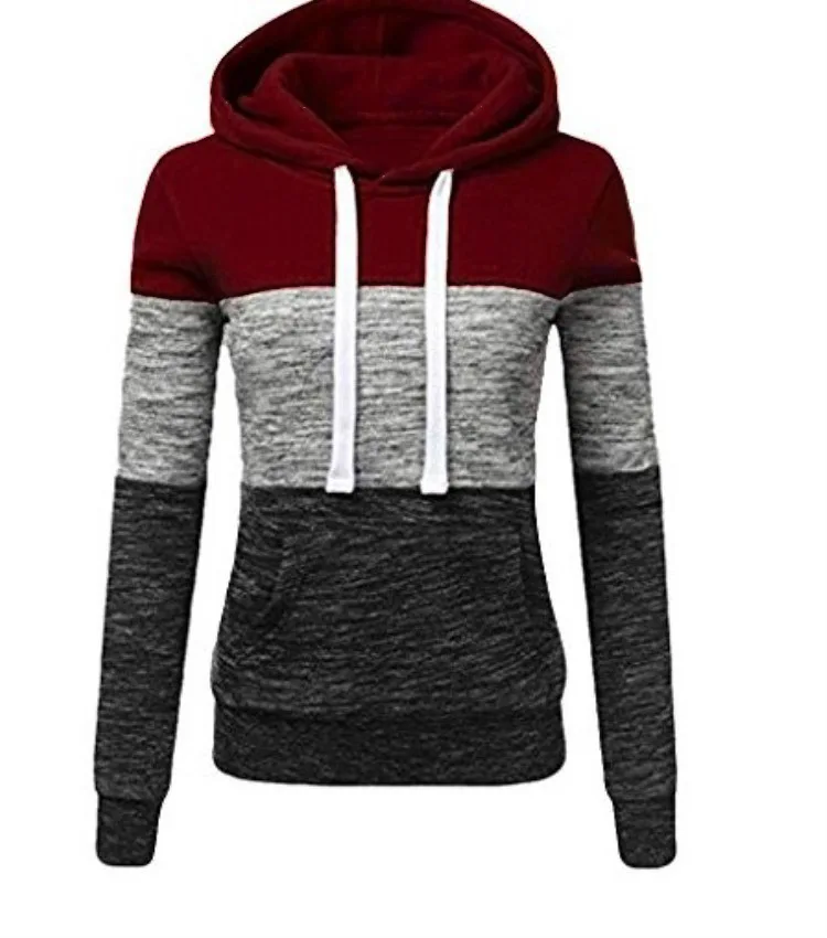 Herfst en winter nieuwe driekleurige splitjas voor heren, fleece warme losse hoodie met lange mouwen