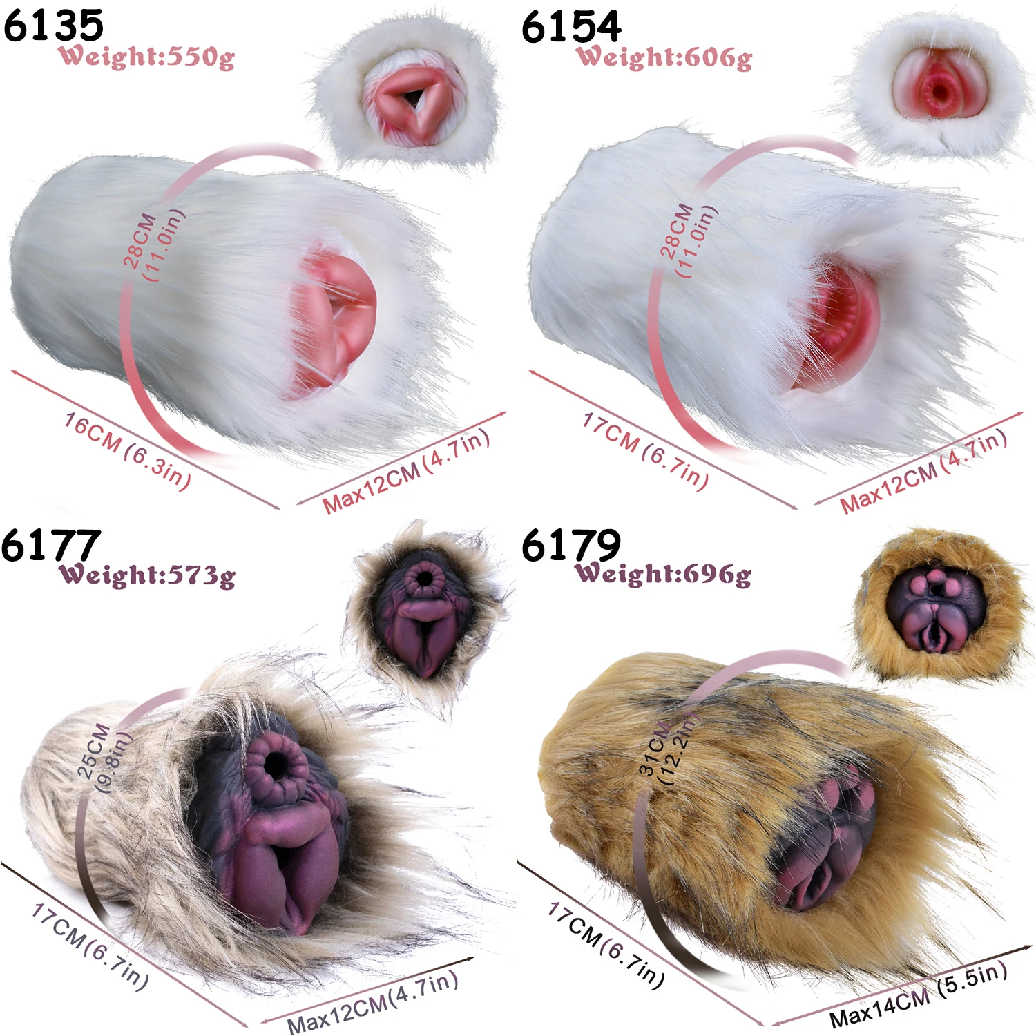 SMMQ Fantasy Animal Fur Masturbator Dual Hole Masturbation Cup Realistic Vaginal Pocket Male Masturbation Adult Toy