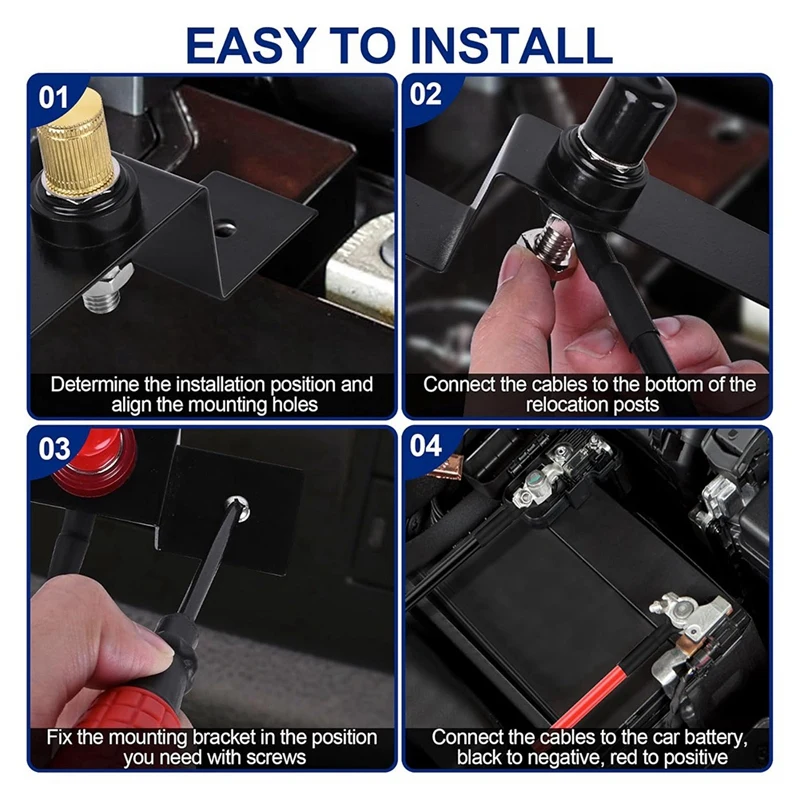 Battery Relocation Kit, Battery Jump Post Kit Heavy Duty Remote Battery Terminals Charging Post with Bracket Cable-A31R