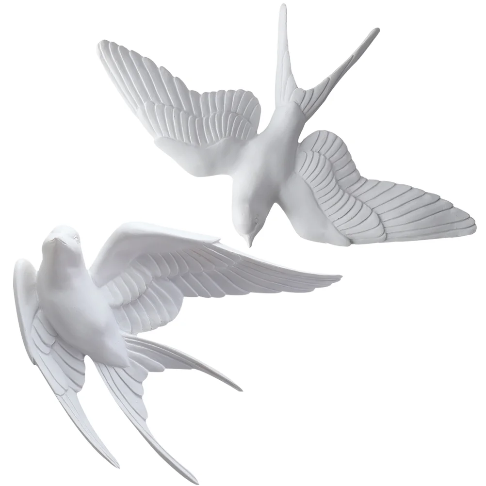 2 Pcs Wall Decoration Pendant Swallow Neat Ornament Artificial Bird Adornment with Simulation Tray