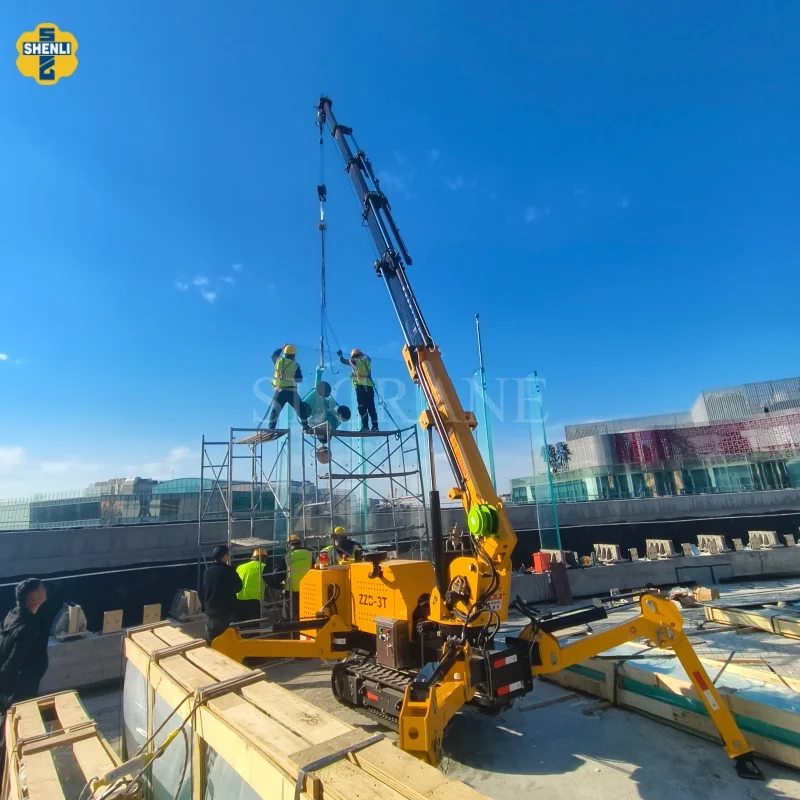 Mini Crawler Crane Wireless Remote Control Telescopic Hydraulic Boom Narrow Space Lifting Spider Crane with CE Certificate
