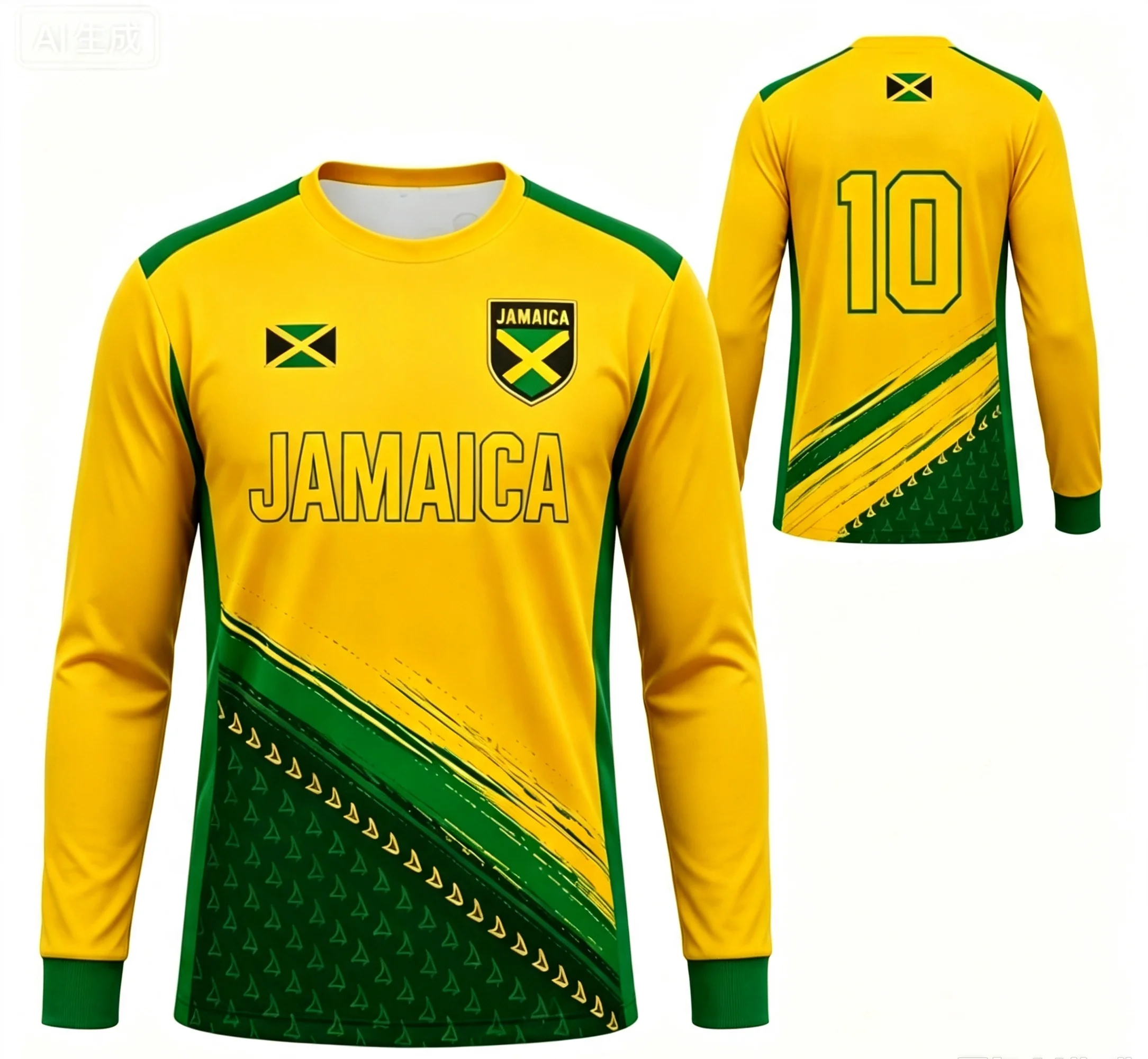 2026 Nieuw Y2K Jamaica No.10 Langarm Voetbalshirt Snel Droog Unisex Koppel Streetwear Voetbal Sporttops