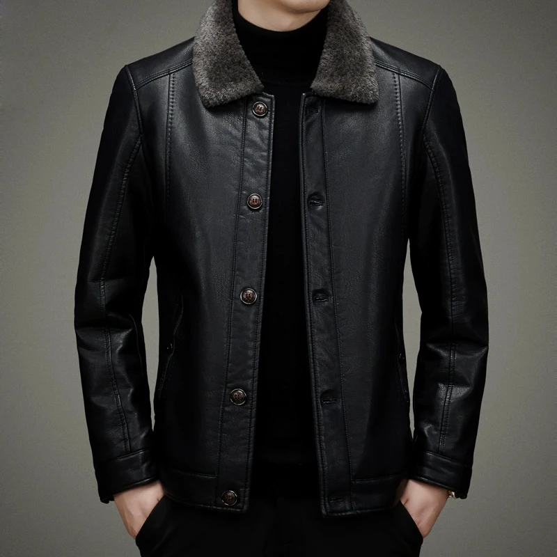 

Leather Jacket Men Sheepskin Autumn Winter Coats With Thick And Fur Genuine Leather Jackets Man Vintage Jacket Men Leather Coats