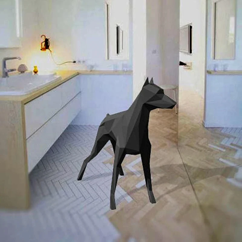 Doberman Dog Animal Card Paper Model 3D Art Sculpture Home Decor Room Decoration DIY Papercraft Hand Made Puzzle Toys Gifts