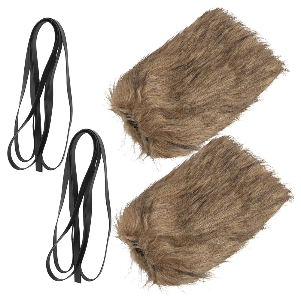 ผ้าพันขาสไตล์ไวกิ้ง 2 ชิ้น ผ้าโพลีเอสเตอร์เนื้อนุ่ม ปลอกหุ้มรองเท้า อุปกรณ์เสริมสำหรับชุดคอสตูมสำหรับฮาโลวีนและงานยุคกลาง