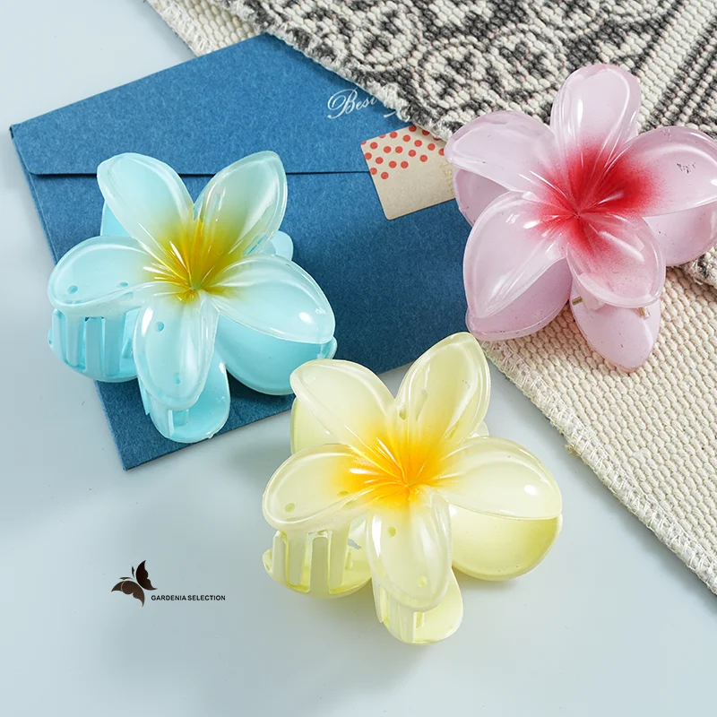 Gradiente Grande Acrรญlico Flor Hairpin, Cabelo Doce das Mulheres, Garra, Clipe de Caranguejo, Tiara Havaiana, Acessรณrio de Praia, 8cm, Bohemian