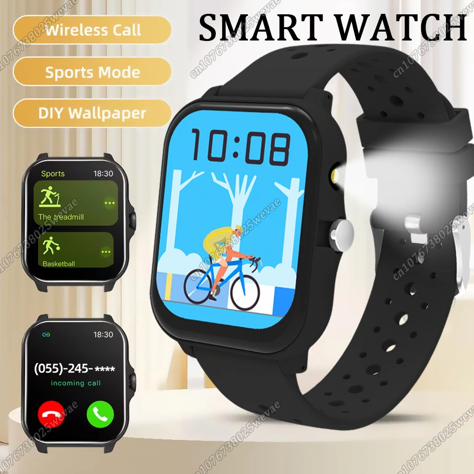 

Умные часы для Android и IOS, 1.83'' цветной экран, Bluetooth, уведомления о звонках, напоминания, фонарик, спортивные смарт-часы для женщин и мужчин HW12