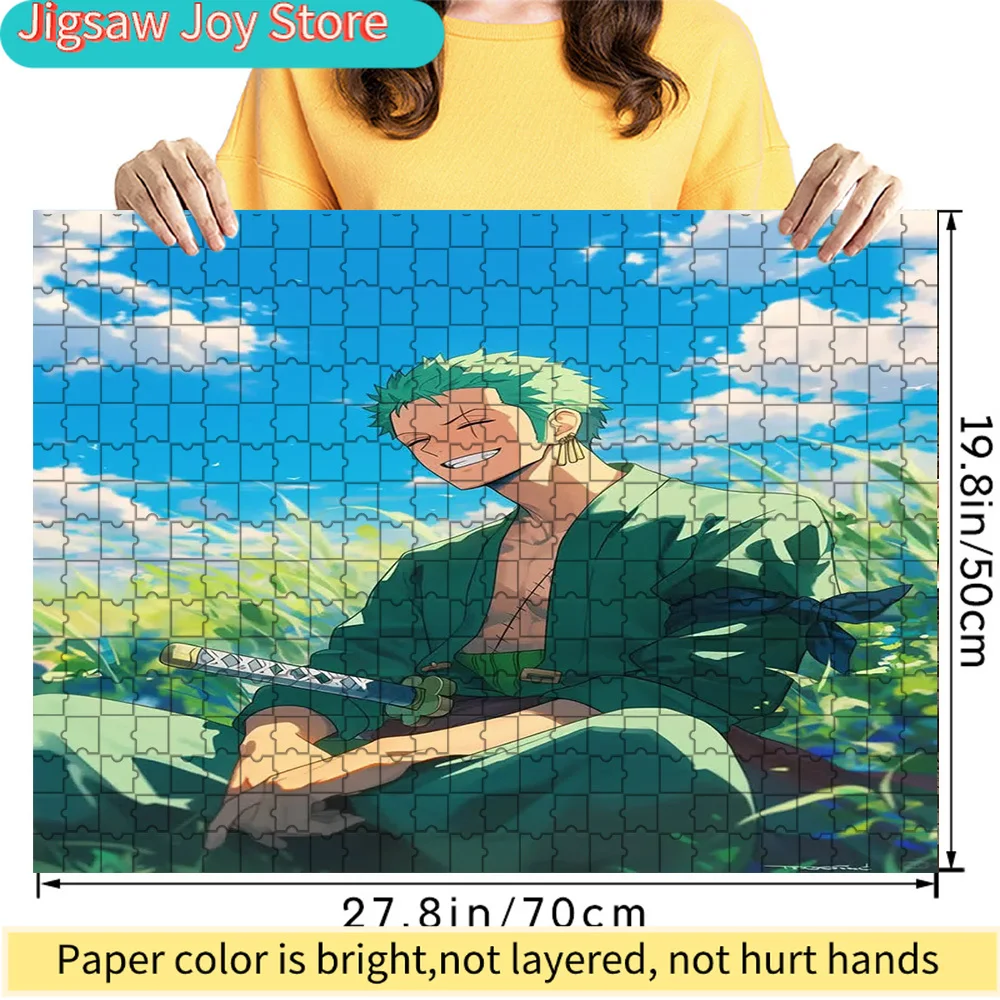 

Premium Paper Jigsaw Puzzle One Piece Roronoa Zoro Relaxing in Grass Field with Sword Scene Anime Art High Quality Cardboard Puz