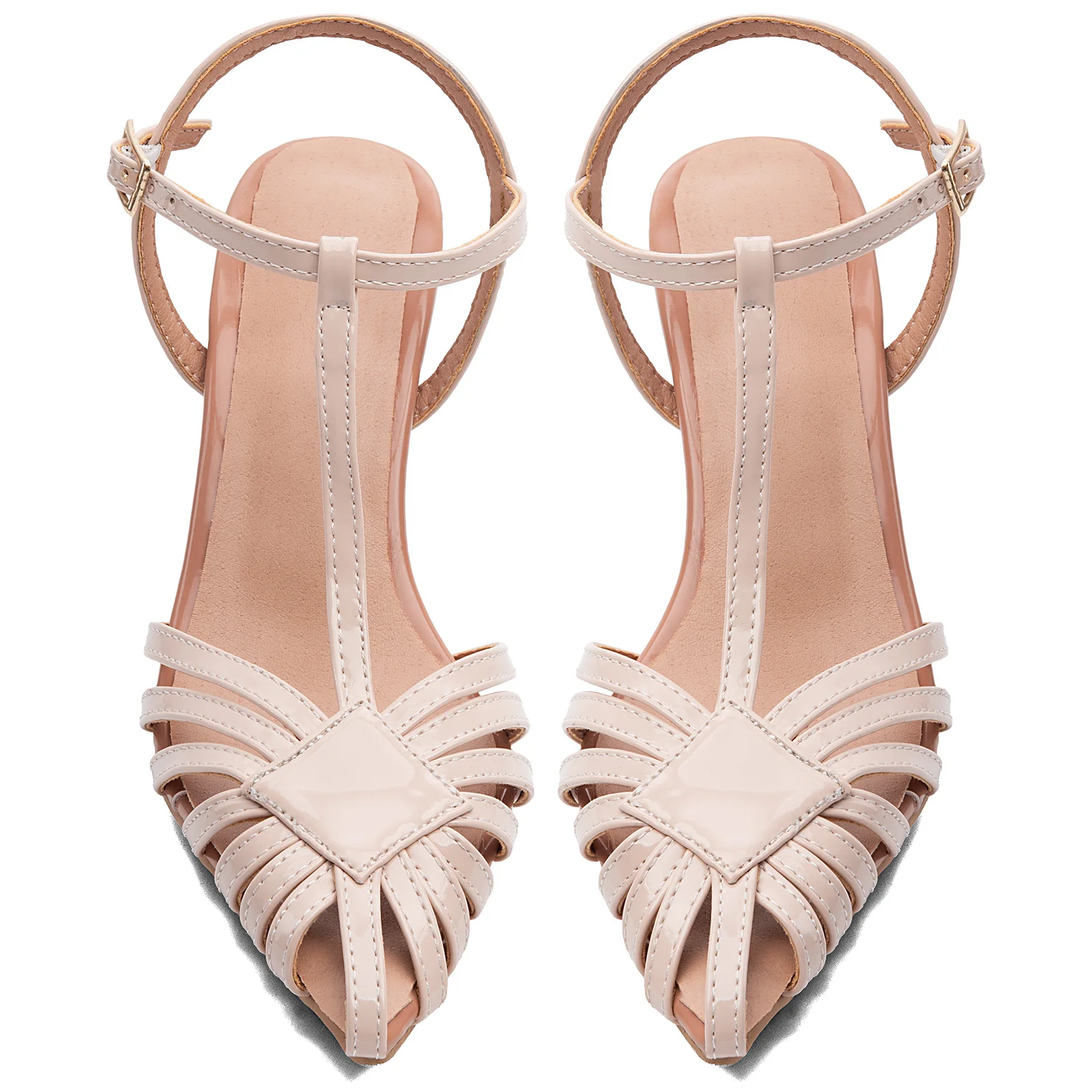 Cage Gladiator Sandals for Women Pointed Toe Hollow Summer Stiletto High Heels Ankle Buckle Strap Party Dress Shoes