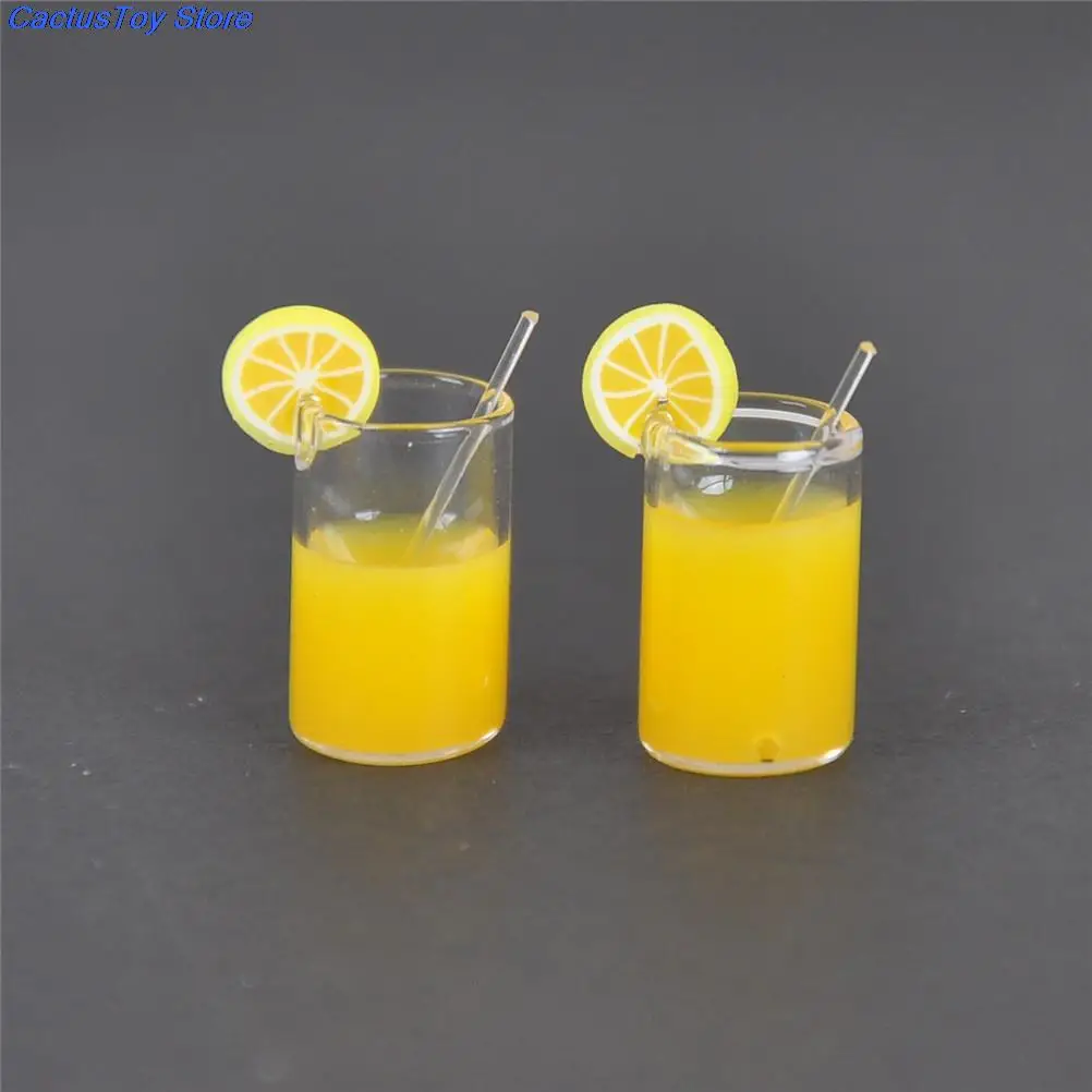 1:12 Resin Dollhouse Mini Lemon Milk Tea Water Cup Miniature Dollhouse Accessories Cups Toy Mini Decoration Gifts  