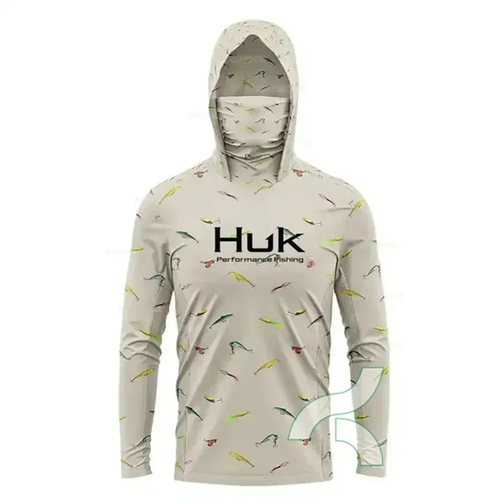 HUK Fishing Clothing Hoodie Shirt Men UPF 50+ Quick Dry Fishing Apparel Camisa De Pesca Long Sleeve Face Cover Angling Wear