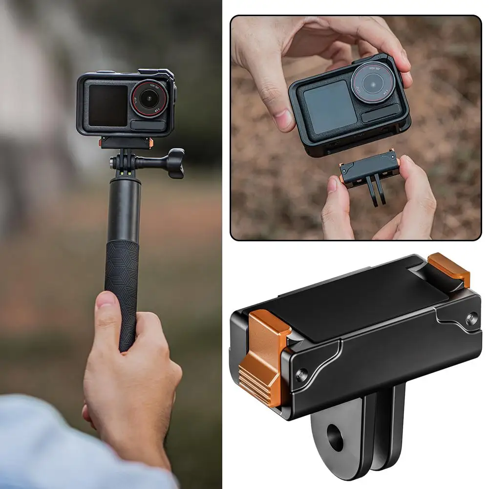 محول مغناطيسي قابل للطي لقاعدة توسيع DJI Action 5 Pro سريع الإصدار محول مخلبين لملحقات DJI Action 5 Pro/4/3