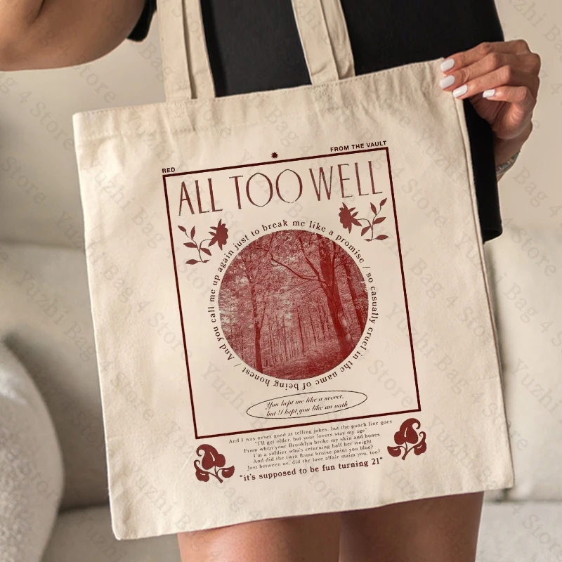 All Too Well Tote Bag TS Merch Shopping Bags borsa a tracolla di grande capacità borsa di tela da donna regalo di compleanno