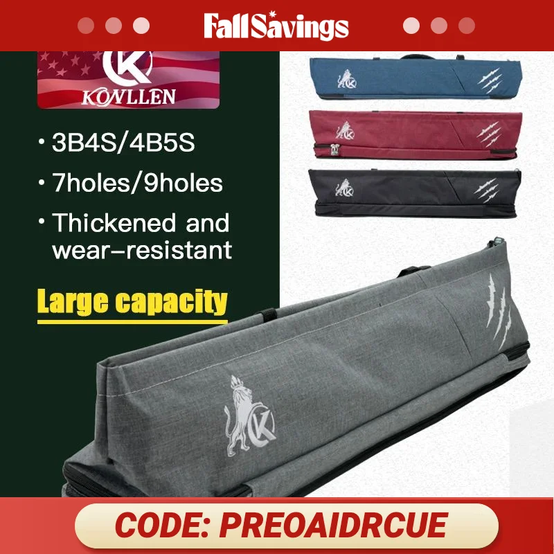 

KONLLEN Cue Case 1/2 Billiard High Capacity Cue Bag 7/9 Holes 3x4 4x5 Soft Bag Pool Cue Cover Convenient Billiards Accessories