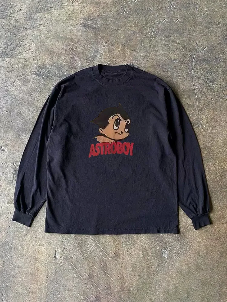 Long Sleeve 310 Pure Cotton Double Thread Men's T-shirt Upward Hero Non-Light American Style Couple's T-shirt for Youth