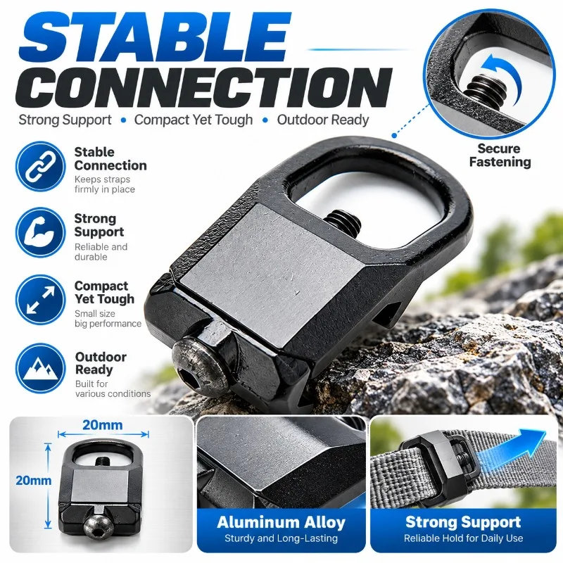 Outdoor 20mm Webbing Fastening Buckle Ring Aluminum Alloy Strap Connector for Camping Bag