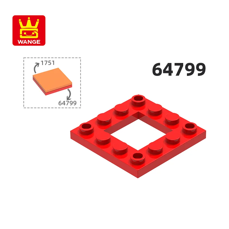 WANGE 64799 100g/53PCS Special 4 x 4 with 2 x 2 Cutout Block Moc Color Compatible with Curved Brick DIY Toys For Kid