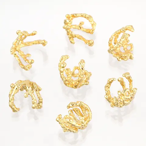 2pc 12mm18K Gold Plated Brass Flower Bead Cap Dendritic Beads Caps For Jewelry Making Supplies DIY Jewelry Accessories Connector