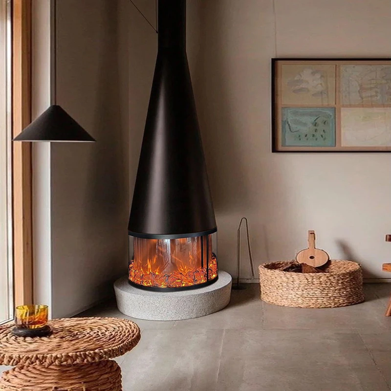 European Style Flat Tempered 600 MM Ambient Homey Smooth Multi-Sided Digital Electric Fireplace