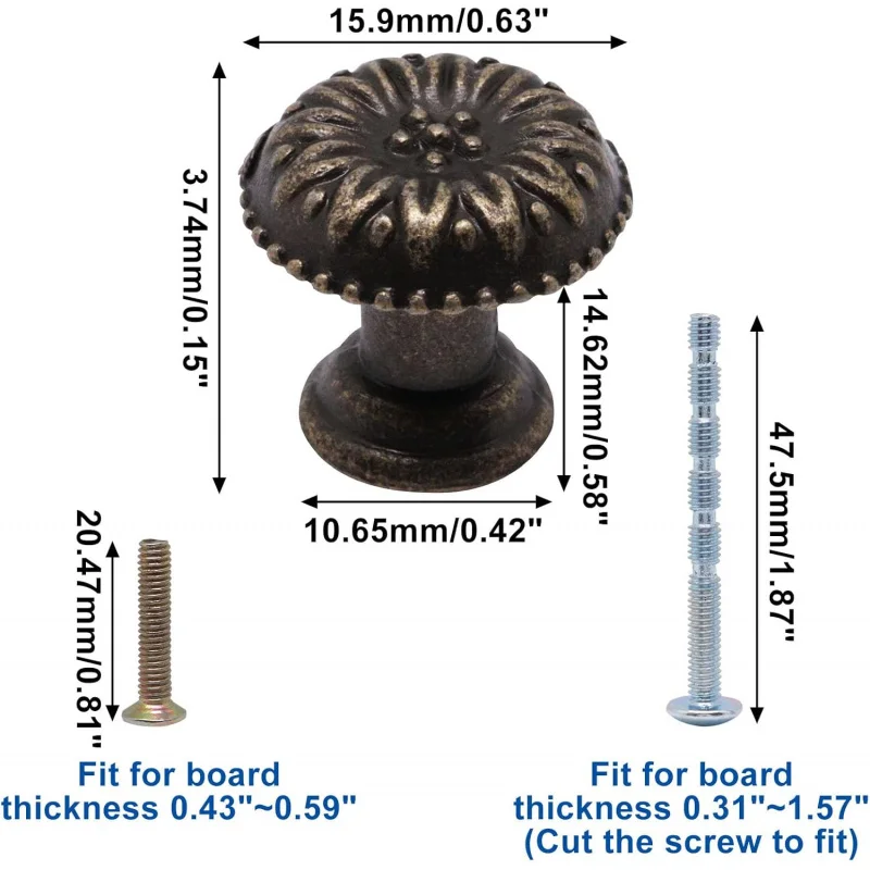 18 ชิ้นลิ้นชัก Vintage, ดึง, กล่องเครื่องประดับขนาดเล็ก, สังกะสีอัลลอยด์ Knob จับไม้