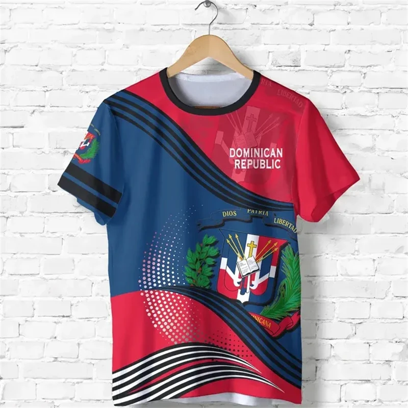 Dominican Republic Flag Map 3D Printed T Shirt For Men Clothes Fashion Male T-Shirt National Emblem Tshirt Independence Day Tee