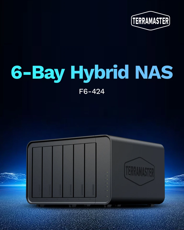 TERRAMASTER F6-424 NAS Storage 6bay - N95 Quad Core CPU, 8GB DDR5