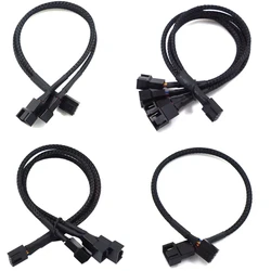 Cable de ventilador Pwm, divisor de ventilador de 4 pines, 1 a 4/3/2/1 vías, Cables de extensión divisor, funda negra, divisor de cubo de ventilador de 27cm, accesorios para Pc