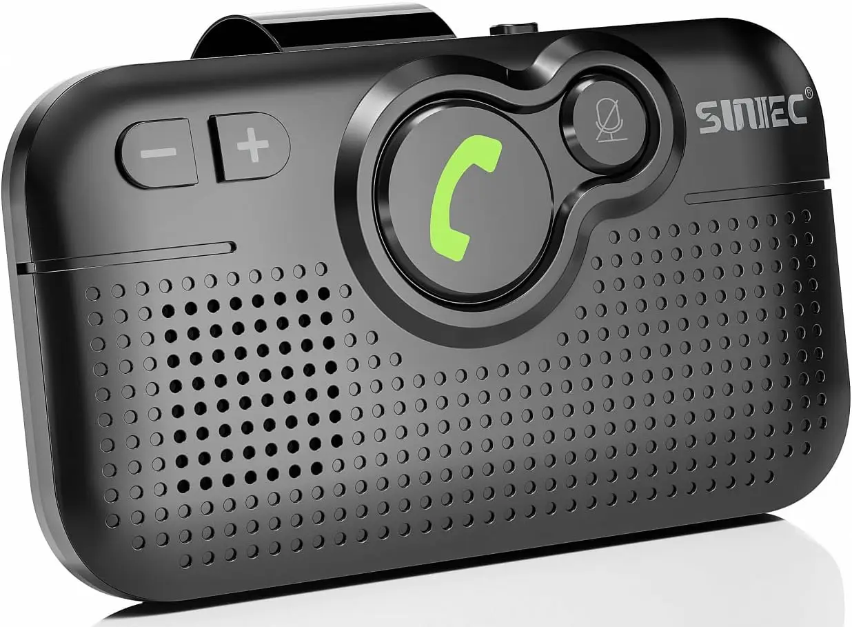 

Wireless Bluetooth Car Speakerphone with Auto Power On, Siri Support & Noise Cancellation for Hands-Free Driving