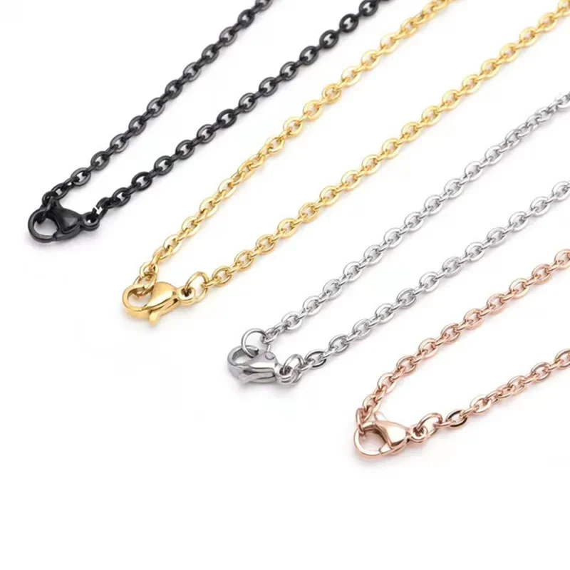 20pcs/Lot 304 Stainless Steel Link Chain For Woman Men Fashion Choker Colar DIY Necklace Jewelry Gift NNK-1