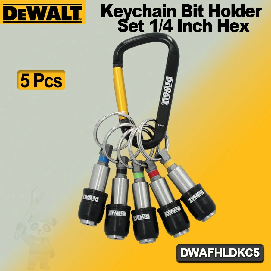 DEWALT Keychain Bit Holder Set 1/4 Inch Hex, Self Locking Metal Bit Holder, Quick Release Screwdriver Bit Adapter, DWAFHLDKC5