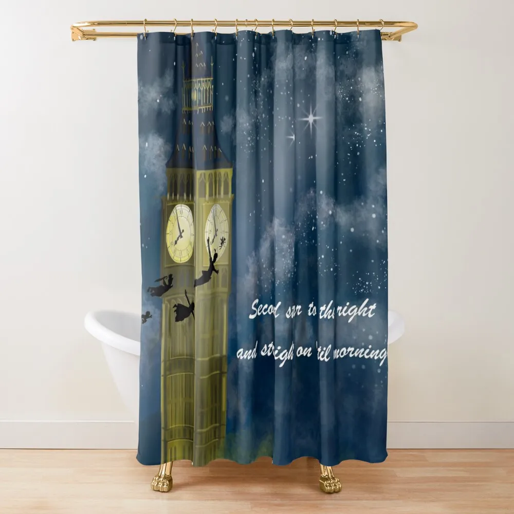 

Peter Pan Second Star to the Right with quote Shower Curtain Modern Bathroom Accessories Bathroom Fabric Curtain
