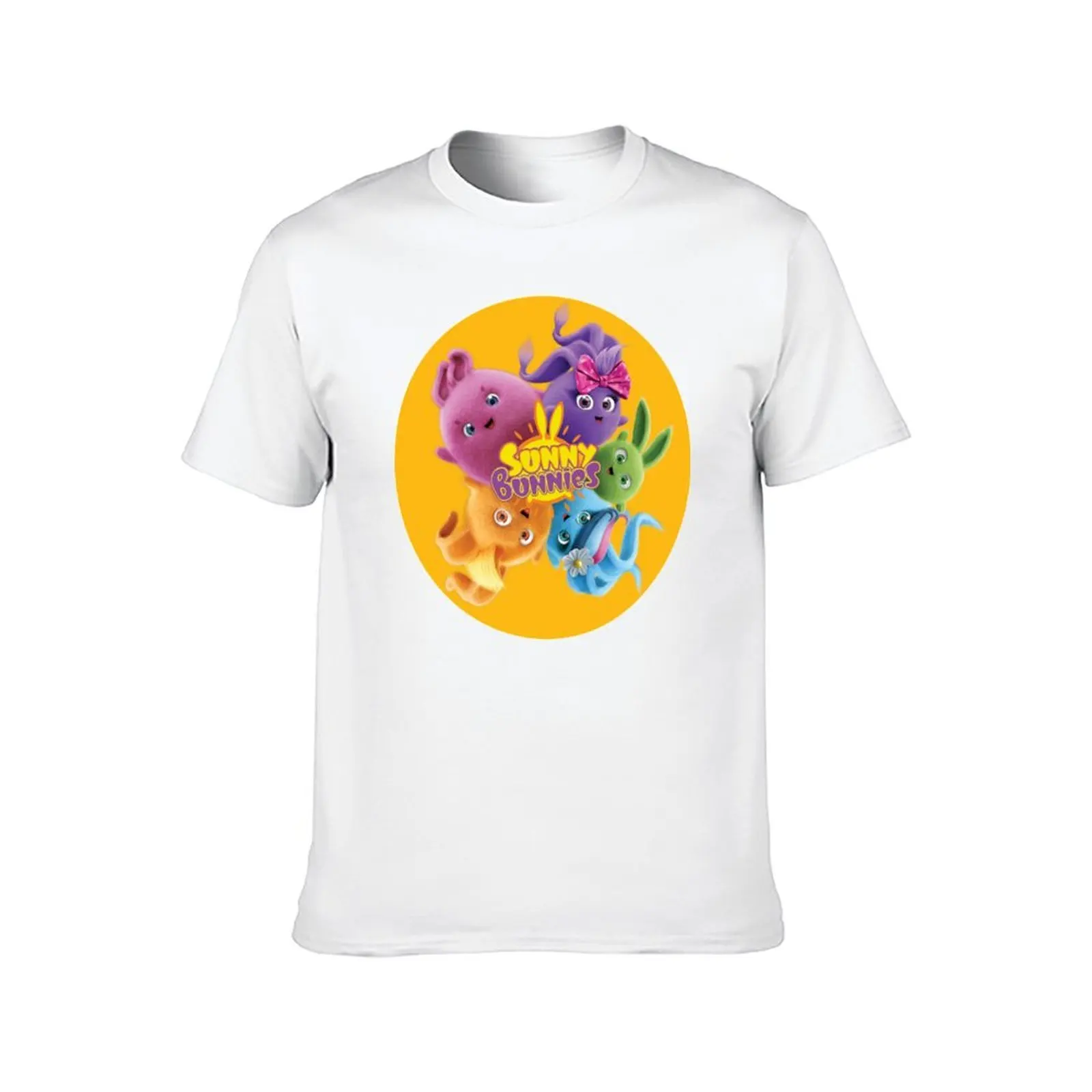 أرانب صني - الأرانب والشعار (دائرة برتقالية) تي شيرت تي شيرت للرجال حزمة القطن رجل تي شيرت القطن الثقيل تي شيرت #2