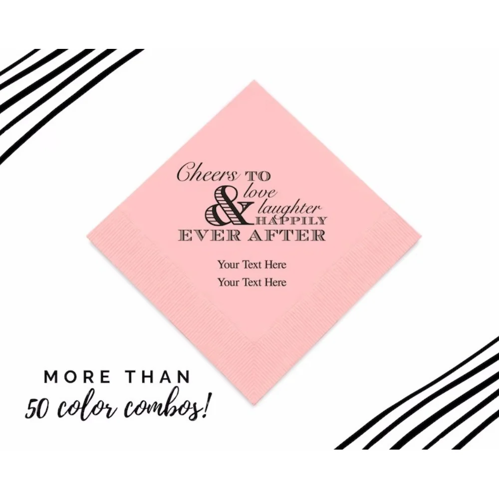 

50 Pcs Cheers to Love, Laughter and Happily Ever After Napkins - Wedding Napkins - Engagement Napkins - Wedding Reception Napkin