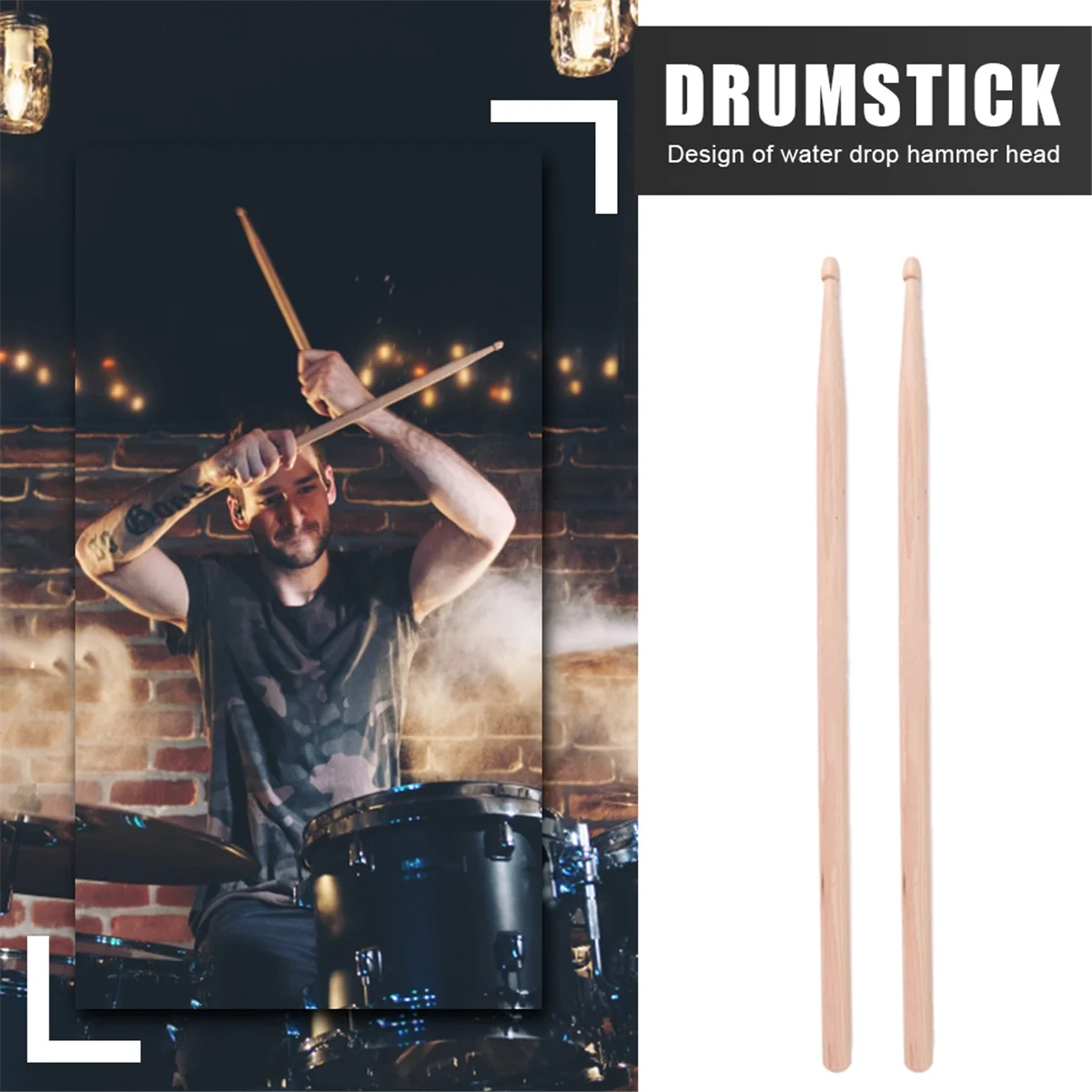

AA85 8Pcs Drum Stick 5A Hickory Wood Drum Sticks, High Quality, with Carry Bag