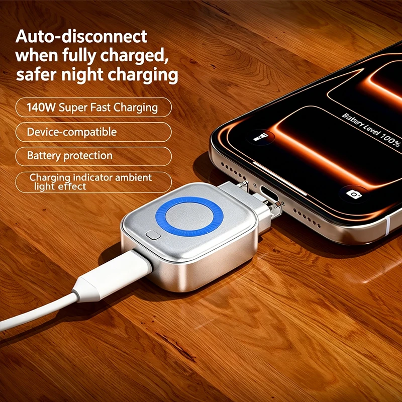 140W PD Fast Charging Automatic Power-Off Anti-Overcharge Protection Safe Charging Full-Capacity Separator For Phone