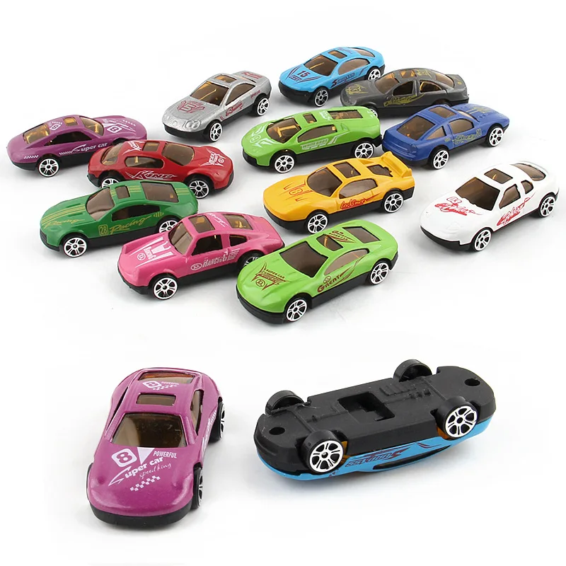 Modelo pequeno do brinquedo do carro de corrida para crianças, Inércia deslizando, Simulação, Colorido, Legal, Corrida, Conjunto do carro de liga, Enfeites, Presentes da coleção, 12 peças