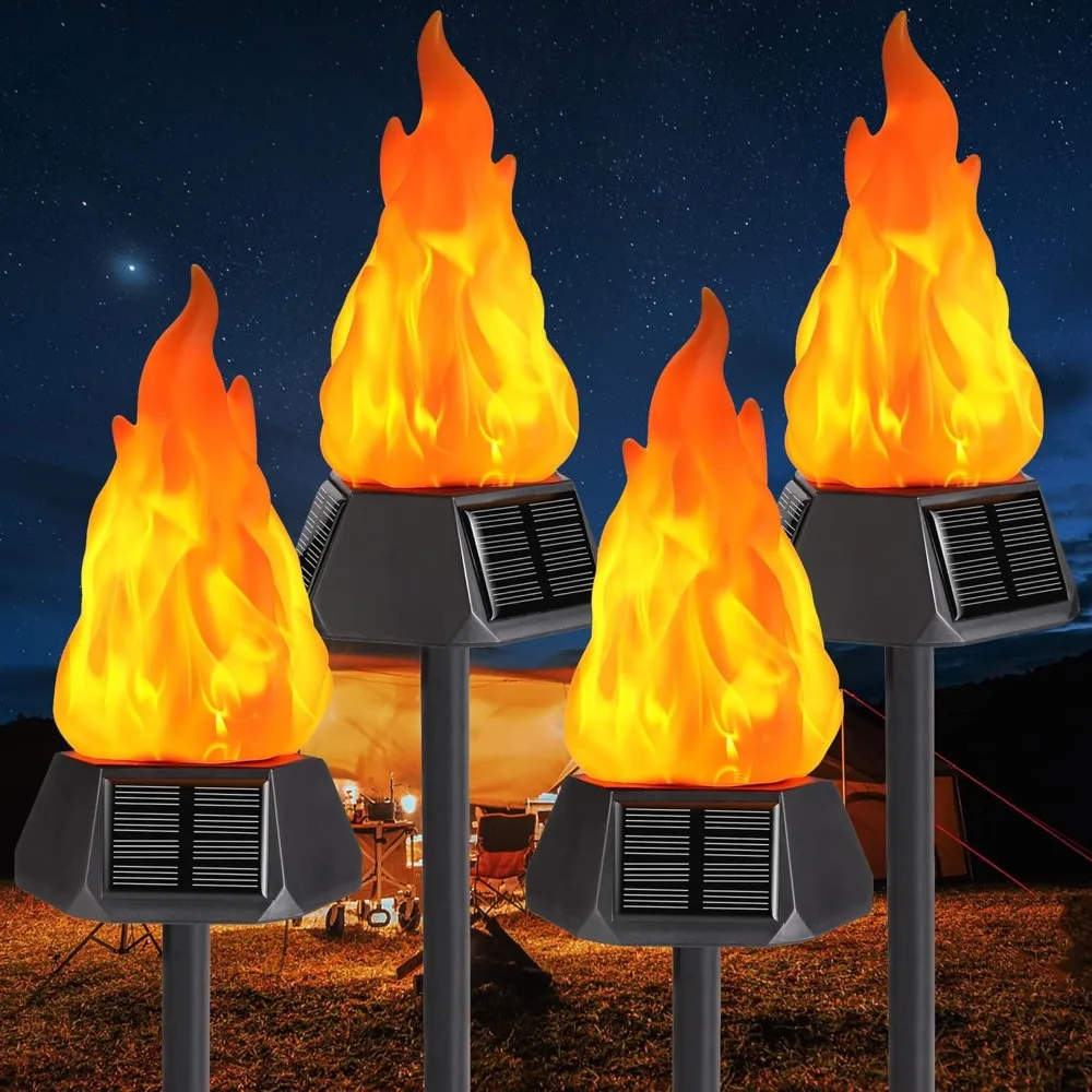 

Solar Halloween Lights Outdoor,4 Pack Solar Torch Lights with Flickering Flame,Waterproof LED Flame Torches,Solar Outdoor Lights